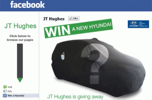 JT Hughes' Facebook custom landing page