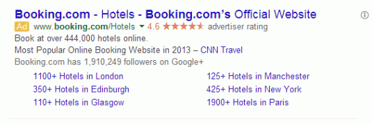 Extensions embellish top ranked ads on Google