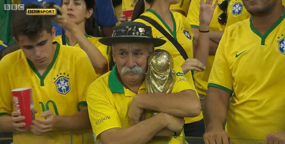 Gaucho da Copa holding onto his replica trophy