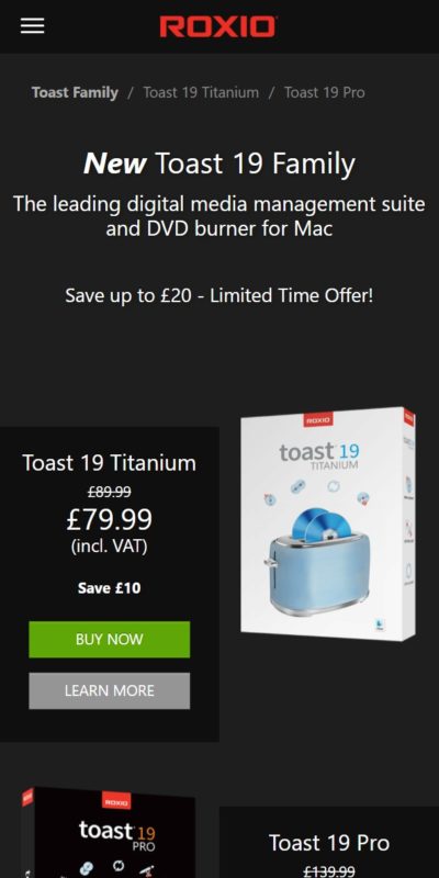Roxio store Toast