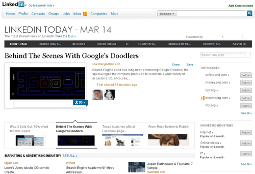 LinkedIn Today Delivers Social News Headlines