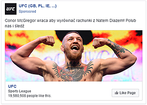 Facebook Likes ad we created for UFC