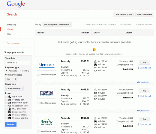 Google Launches Car Insurance Comparison - AccuraCast