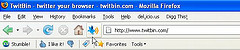 TwitBin button on Firefox toolbar