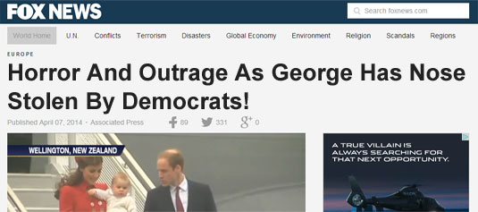 Fox News headline: Horror and Outrage as George has Nose Stolen by Democrats!