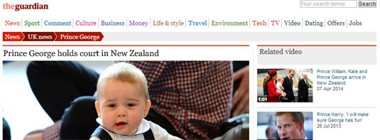 Guardian headline: Prince George holds court in New Zealand