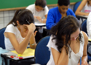 Students taking exam