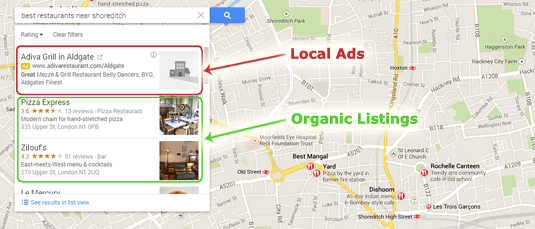 Local listings on Google Maps