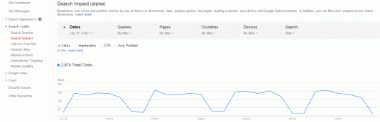 Webmaster Tools Search Impact reports