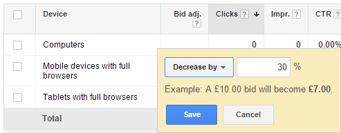 AdWords device preference