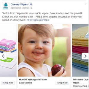 Cheeky Wipes Carousel Facebook Ad