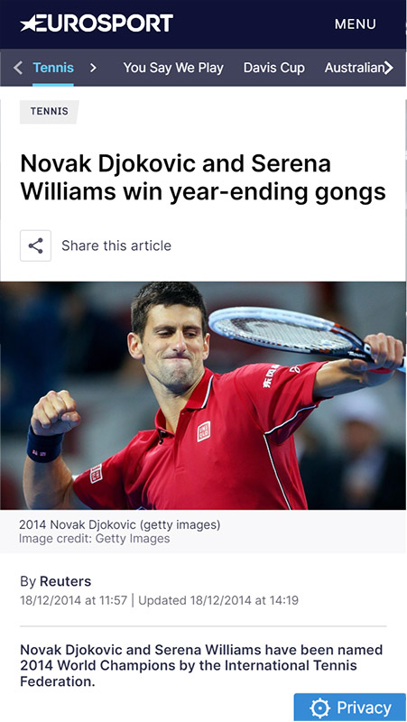 Djokovic clinches Emirates ATP year-end #1 Eurosport