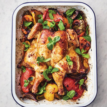 Jamie Oliver's 5 Ingredients harissa traybake recipe