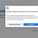 Facebook cookie consent prompt
