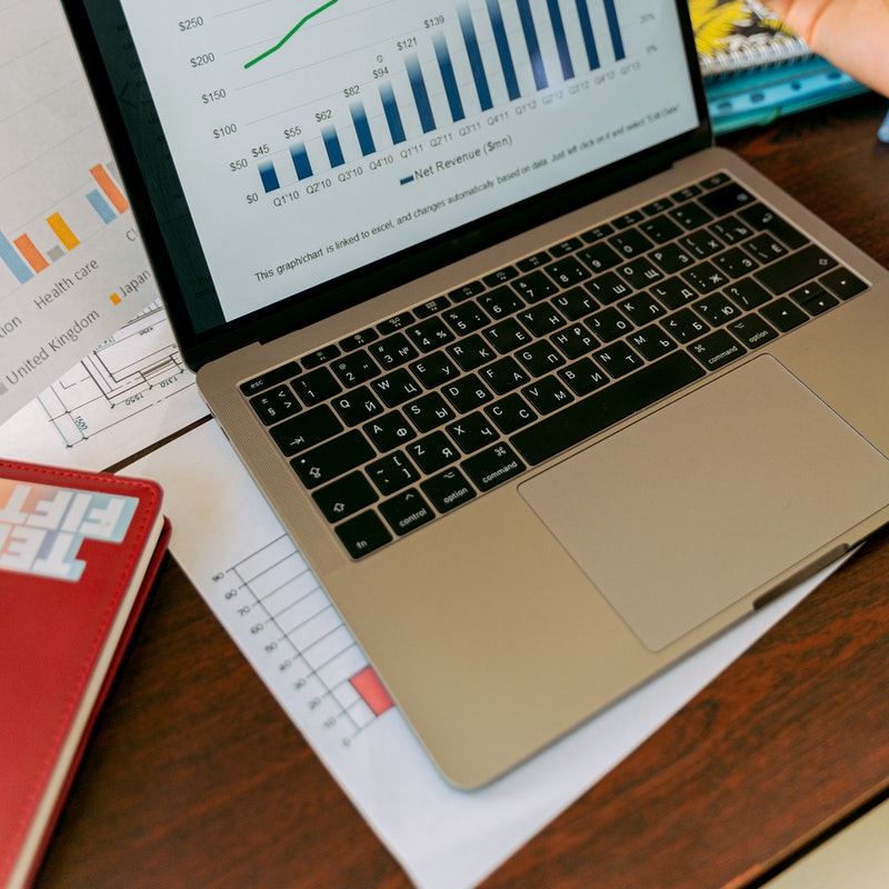 Business growth chart on laptop