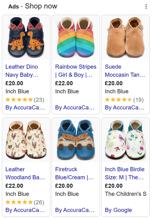 Inch Blue shopping ads