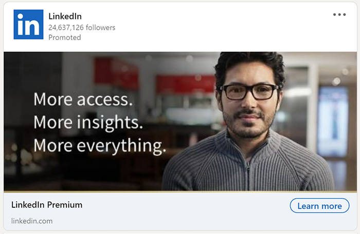 Ad promoting LinkedIn Premium