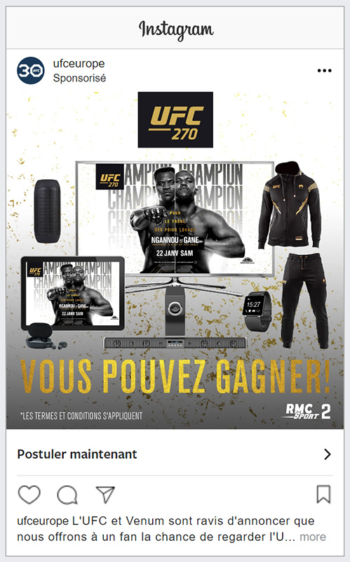 UFC Paris Instagram ad