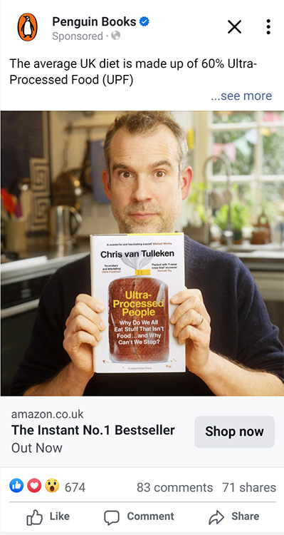 Ultra Processed People Facebook ad