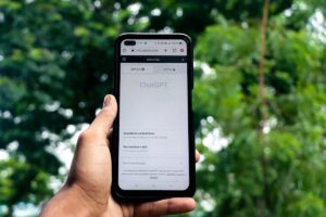 Webpage of ChatGPT, conversational AI chatbot