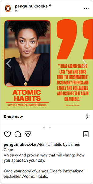 Atomic Habits testimonial ad - Adrienne Herbert