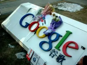Flowers on Google Logo in China