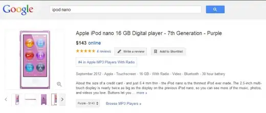 Apple iPod Nano Google Shopping