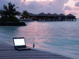 Laptop on holiday