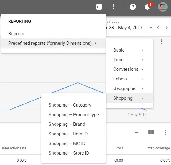 AdWords new reporting button