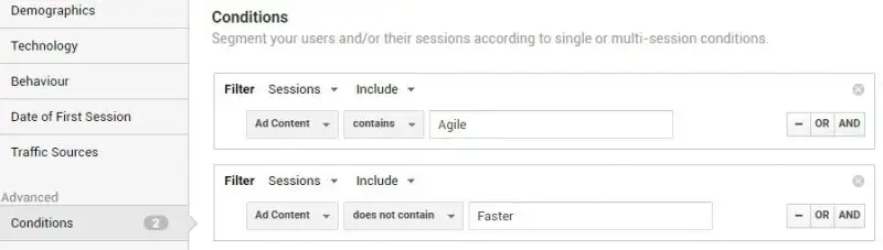 Google Analytics custom segments