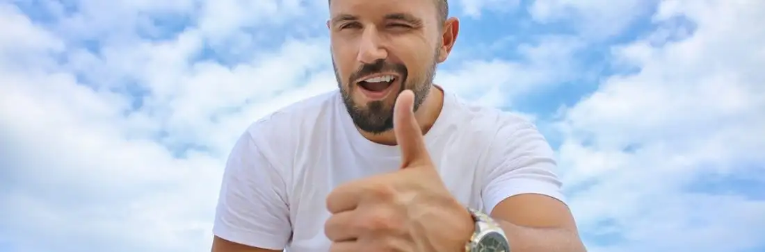 Influencer thumbs up