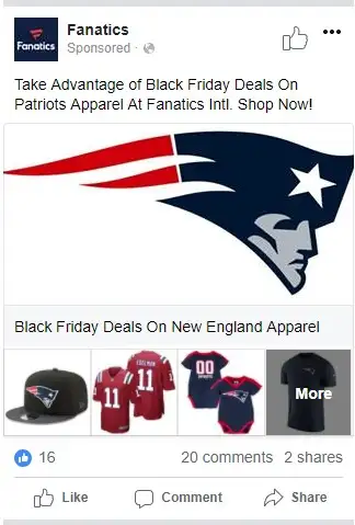 Fanatics Facebook-ad