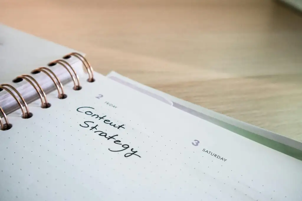 Notebook with Content Marketing written on top of the page