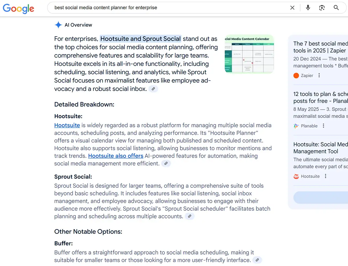 Google AI Overview - Enterprise social planner