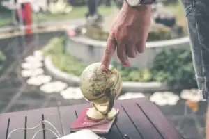 touching a globe